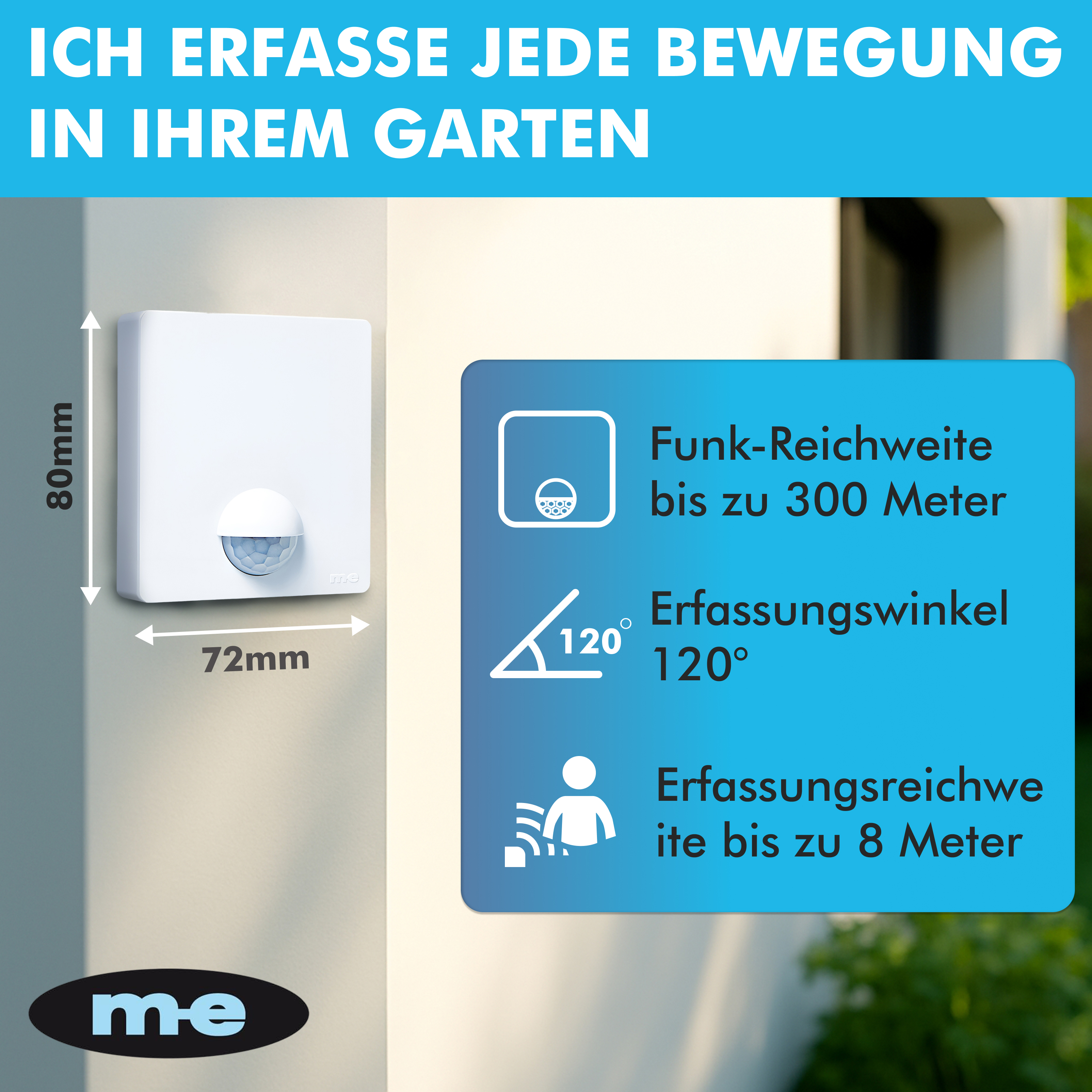 PROMO Funk-Bewegungsmelder SET für den Außenbereich oder Innenbereich mit WIFI Funk-Empfänger für die Steckdose
