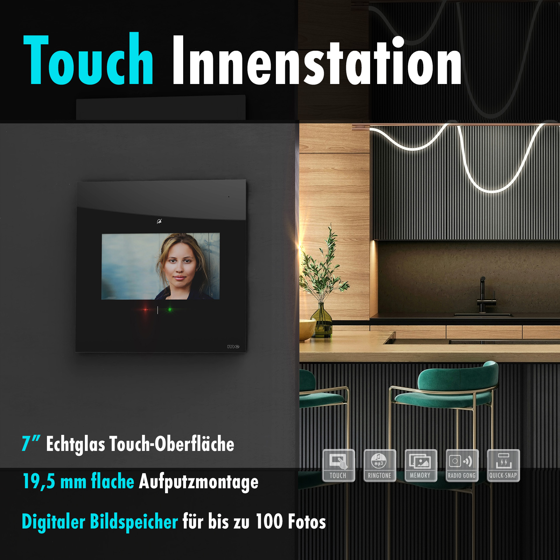 2-Fam.-Haus Set RFID, ALU Außenstation Farbe silber, anthrazit oder weiß & Touch-Innenstation