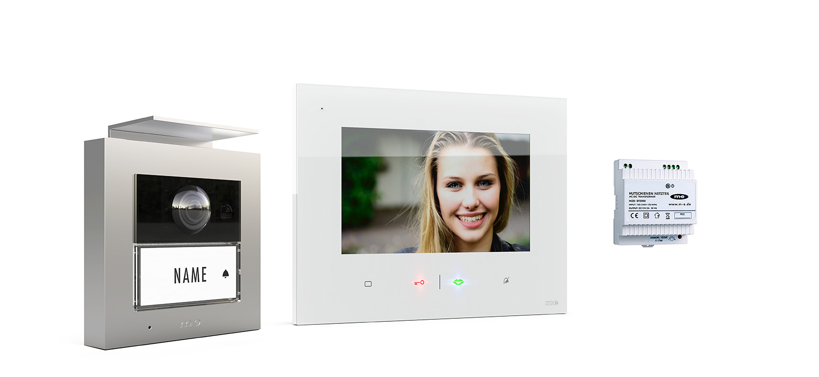 VDV-20108-SW-PRO-SETS-frei-RZ1-1600px 1-Fam.Haus Set RFID, ALU Außenstation Farbe silber oder anthrazit & Touch-Innenstation