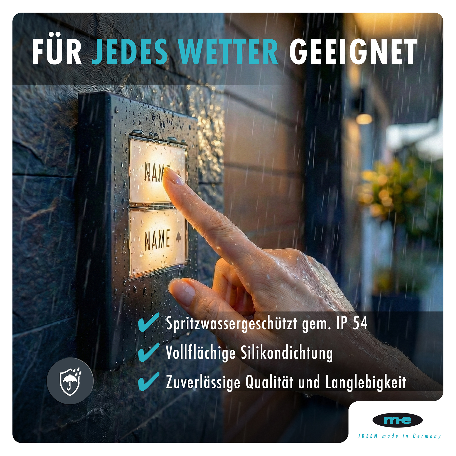 Klingeltaster, beleuchtet 1, 2, 3-Familienh. Kunststoff oder Edelstahl (AP)