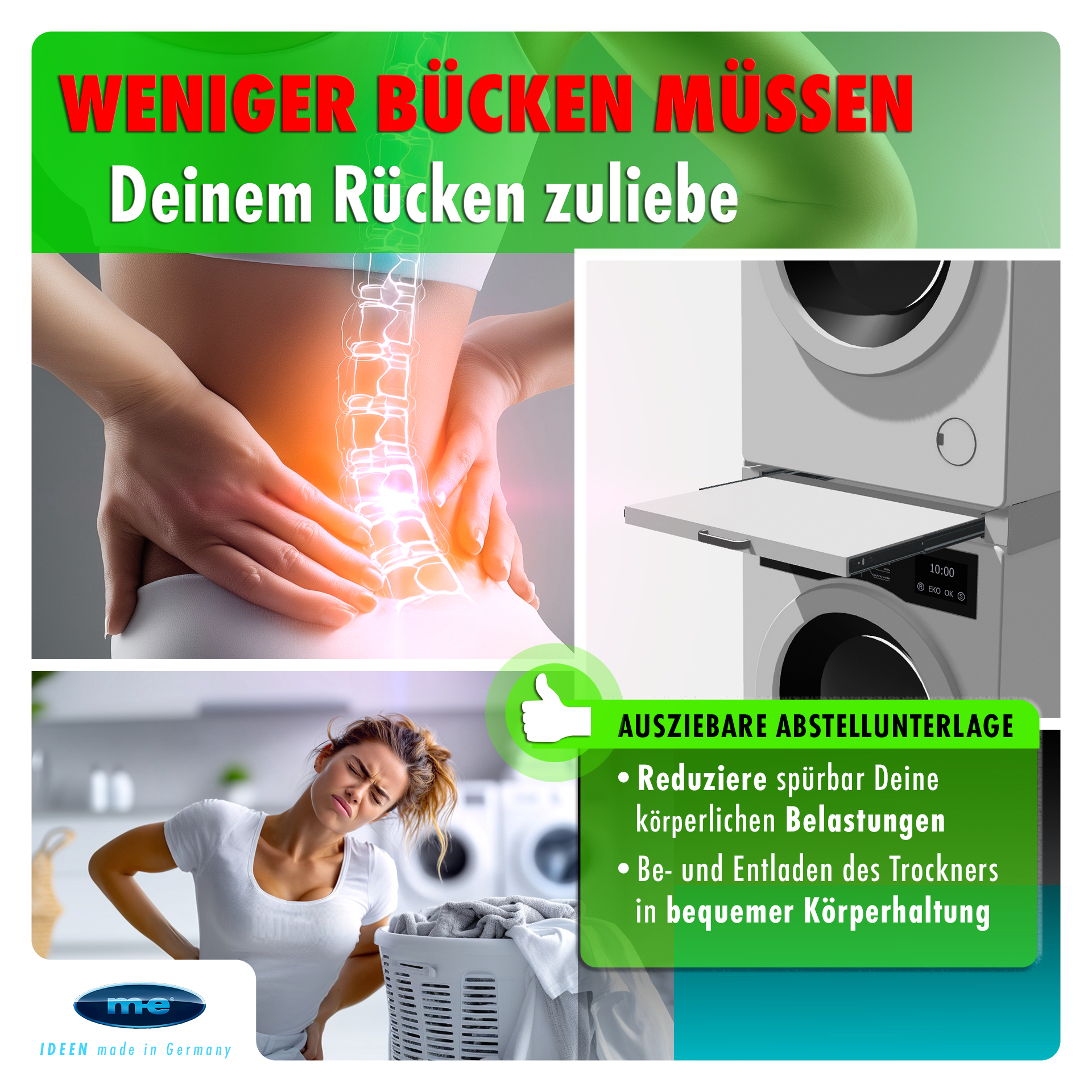 Zwischenbaurahmen/ Waschmaschinenzubehör/ Verbindungsrahmen mit Ablage/ Waschmaschine und Trockner/ Universell