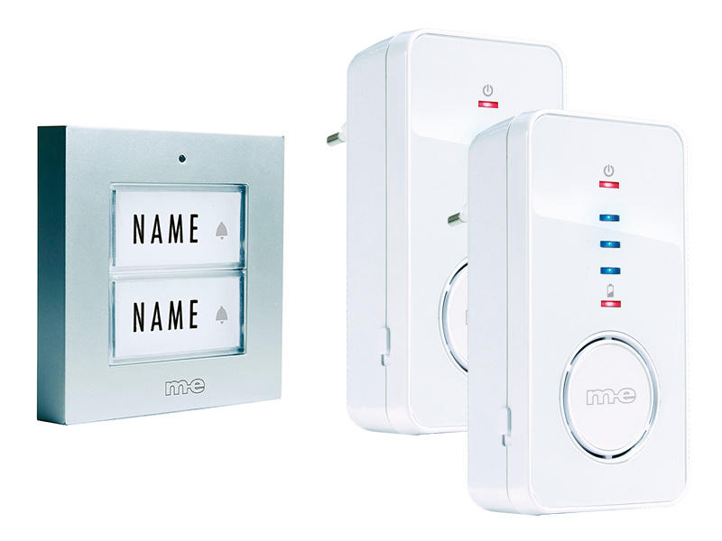 Funk-Türglockenset für 1, 2-Fam.-Haus, Sender in Farbe silber oder anthrazit