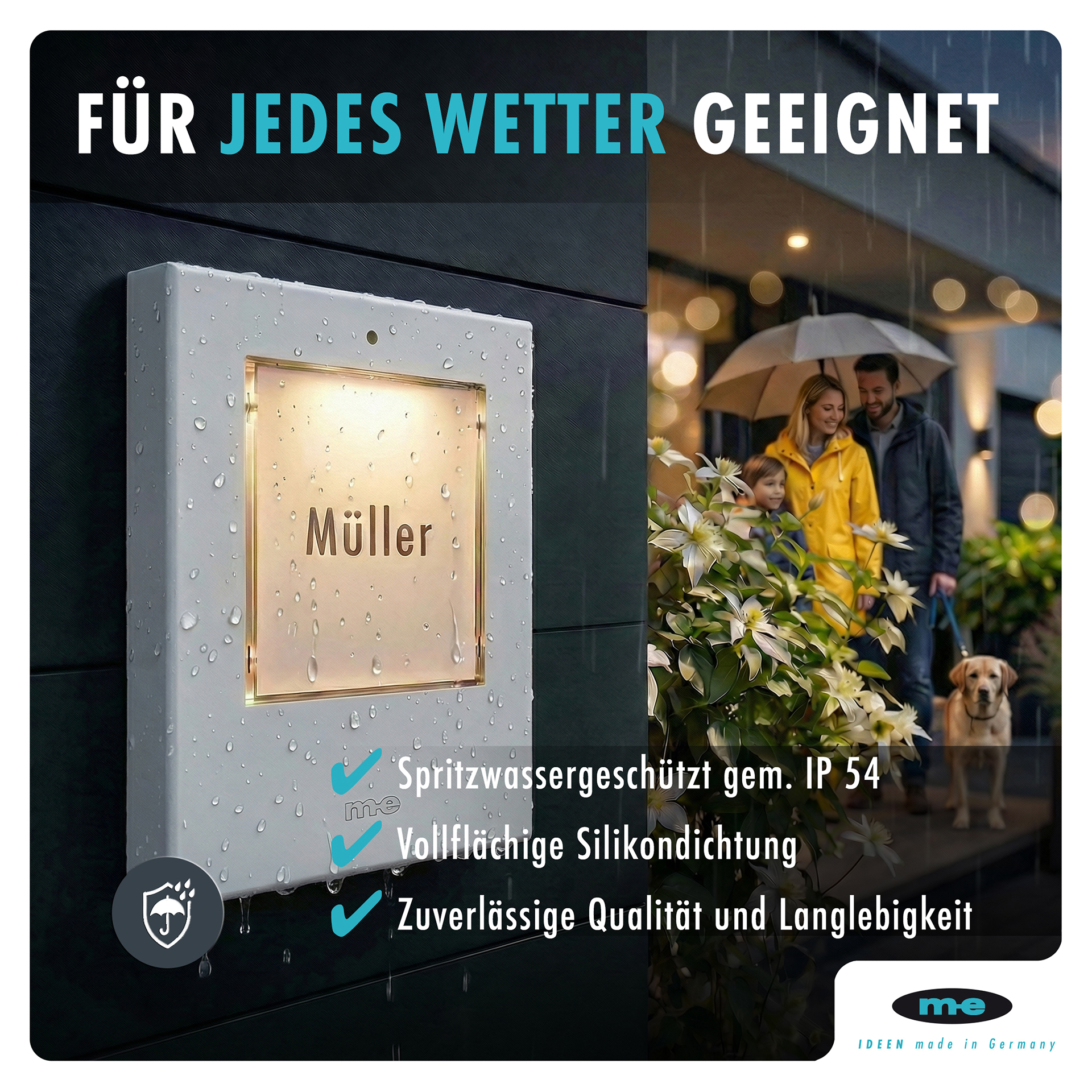 Klingeltaster, beleuchtet 1, 2, 3-Familienh. Kunststoff oder Edelstahl (AP)
