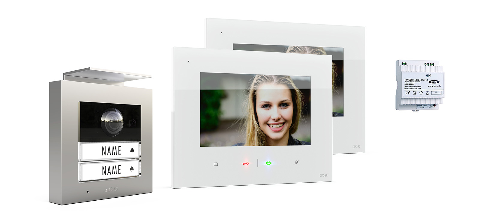 VDV-20208-SW-PRO-SETS-frei-RZ1-1600px 2-Fam.Haus Set RFID, ALU Außenstation Farbe silber oder anthrazit & Touch-Innnenstation