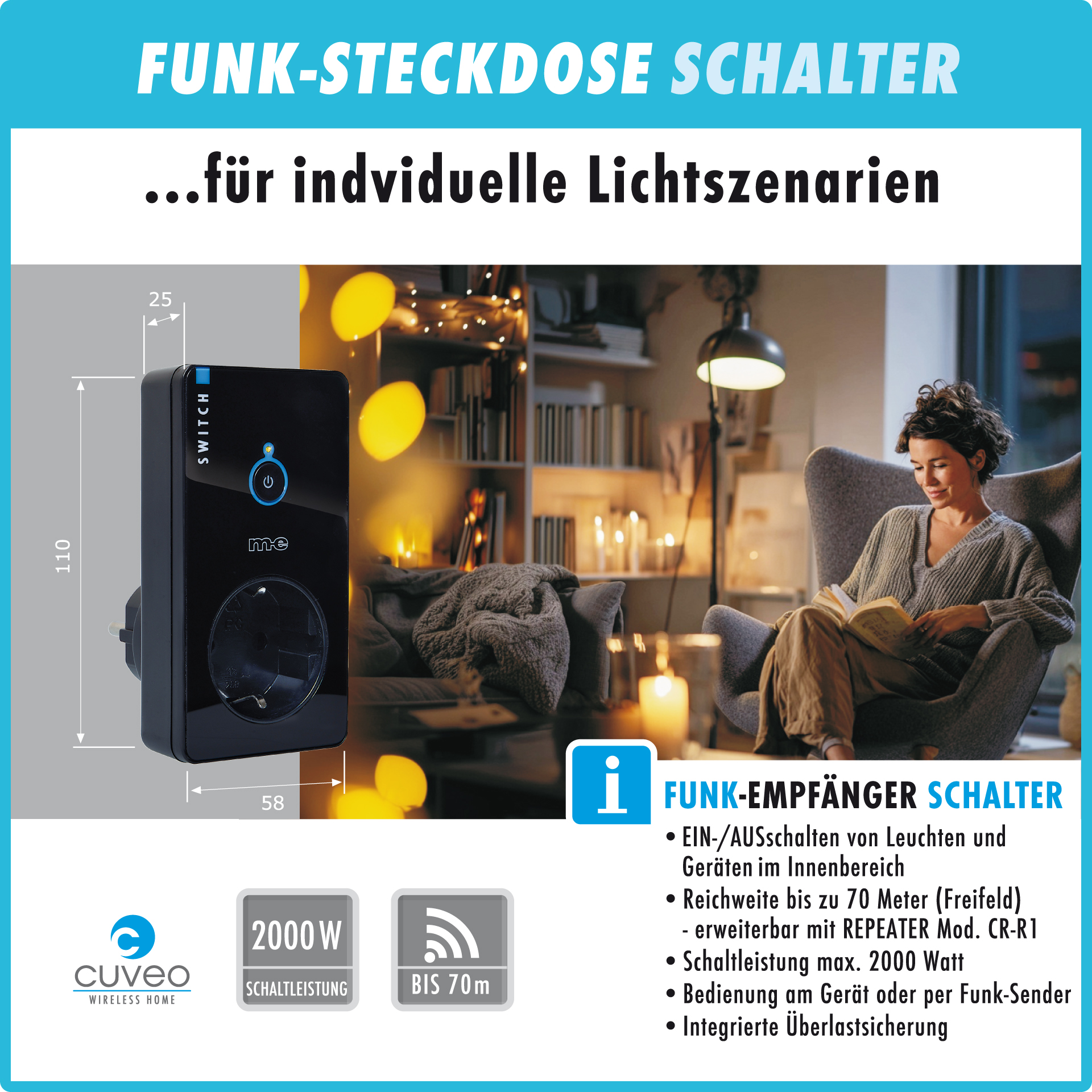 CUVEO Funk-Steckdose Schalter