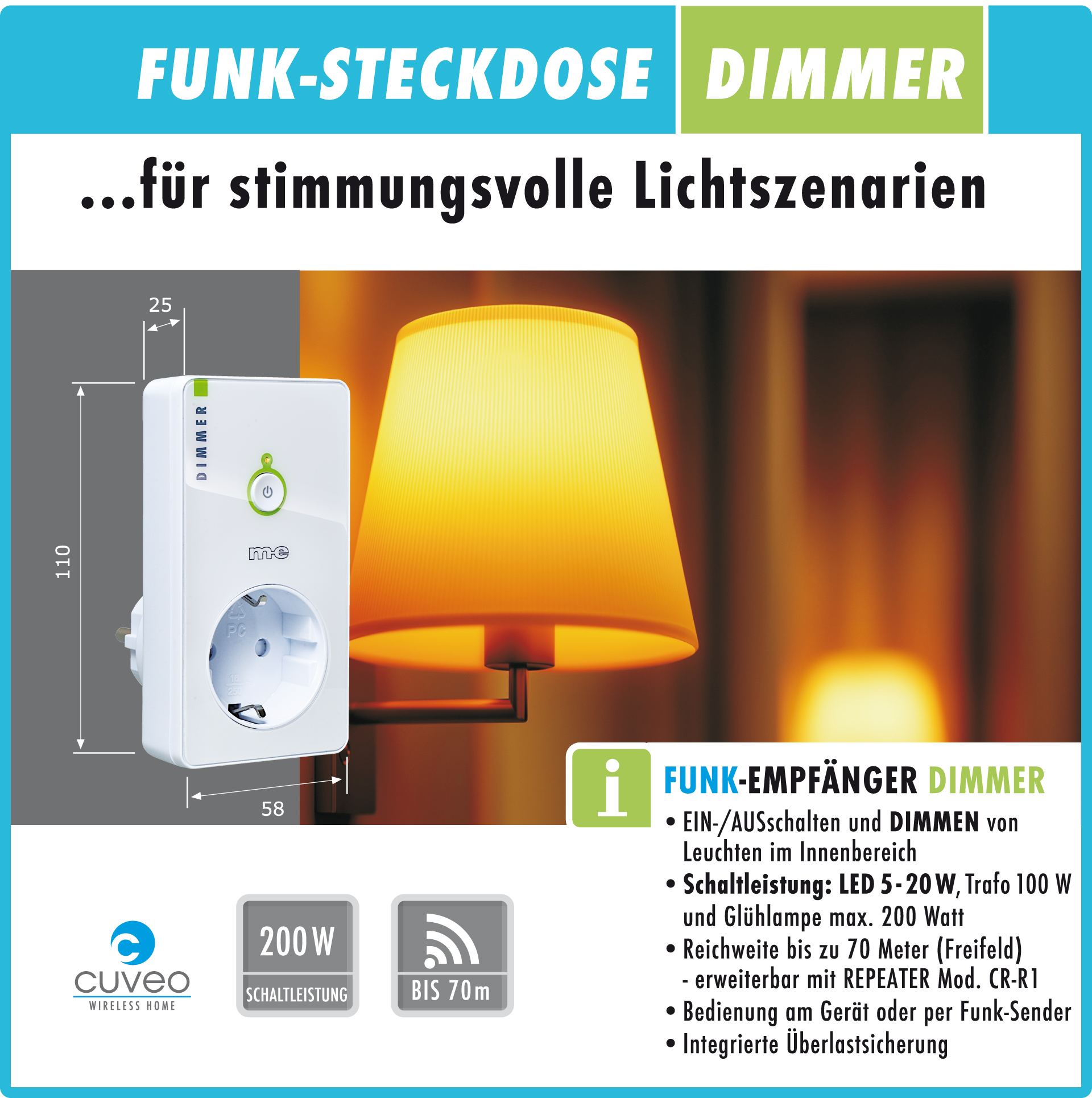 CUVEO Funk-Steckdose Dimmer