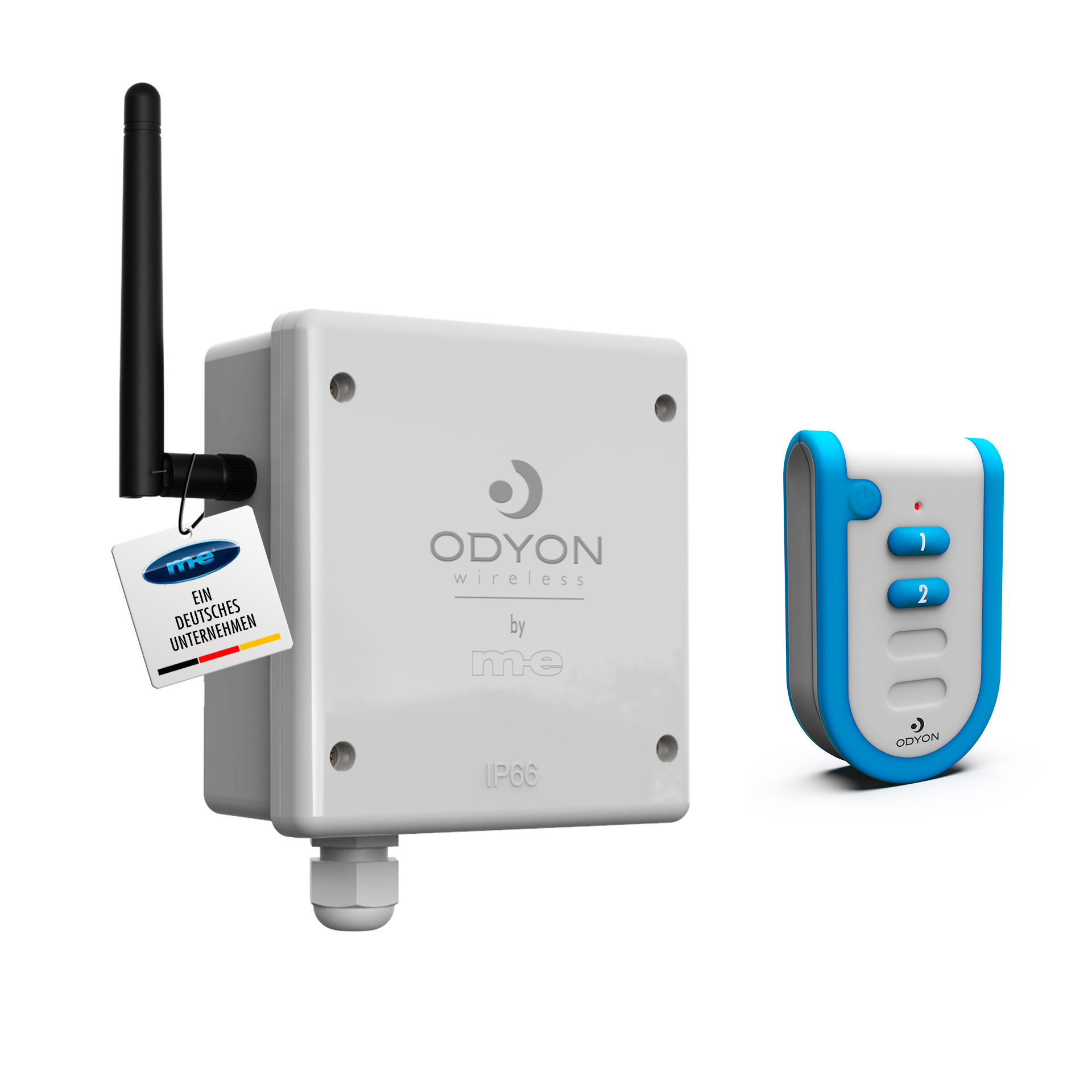 ODYON PRO POWER-SET 1, 230V : Wandempfänger 230V + Handsender 2-Kanal + Stab-Antenne ODYON PRO POWER-SET 1, 230V : Wandempfänger 230V + Handsender 2-Kanal + Stab-Antenne