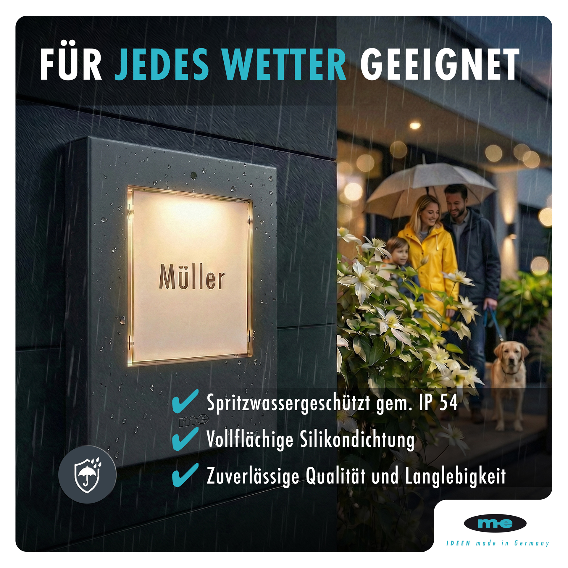 Klingeltaster, beleuchtet 1, 2, 3-Familienh. Kunststoff oder Edelstahl (AP)