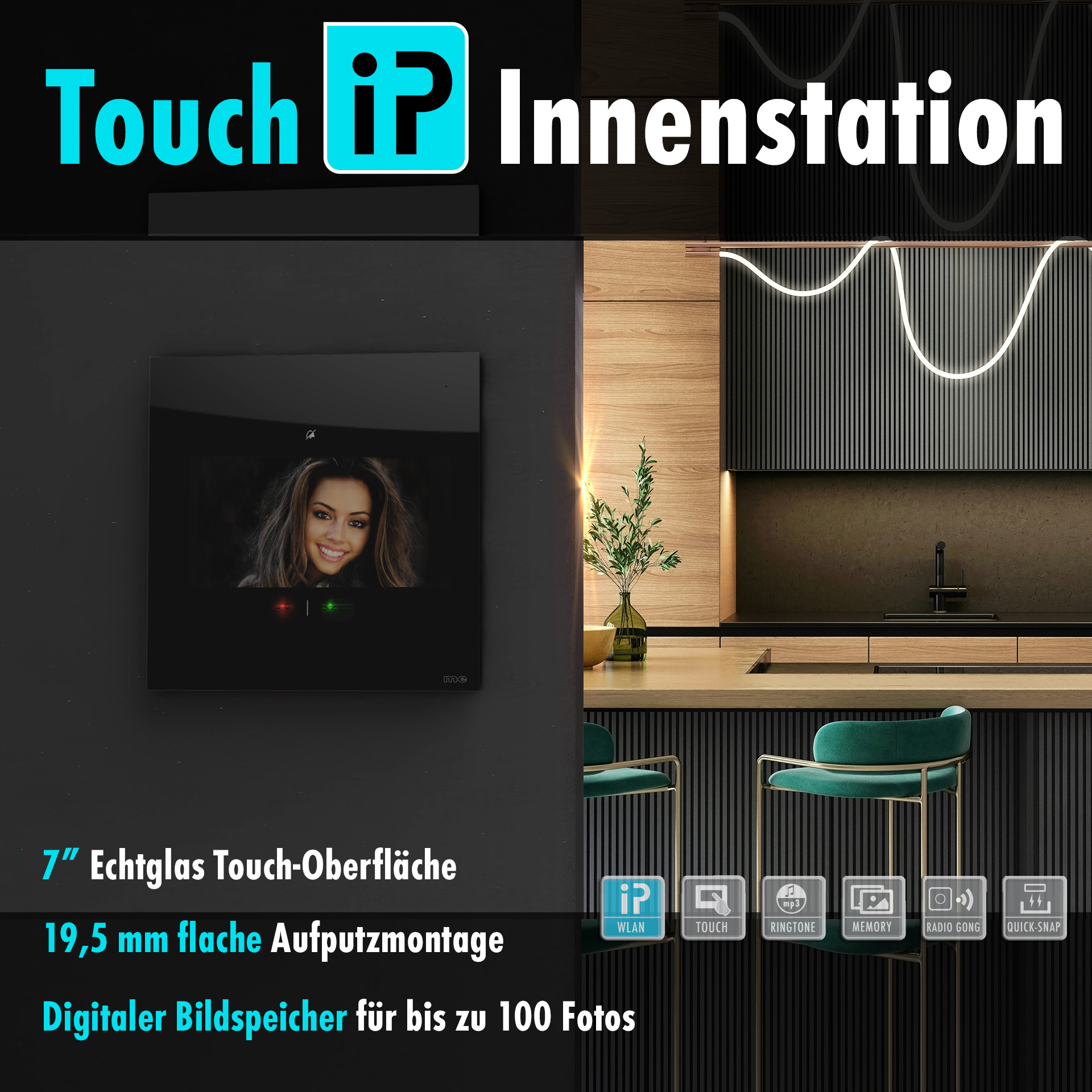 2-Fam.-Haus Set RFID, ALU Außenstation Farbe silber, anthrazit oder weiß & IP-Innenstation (App)