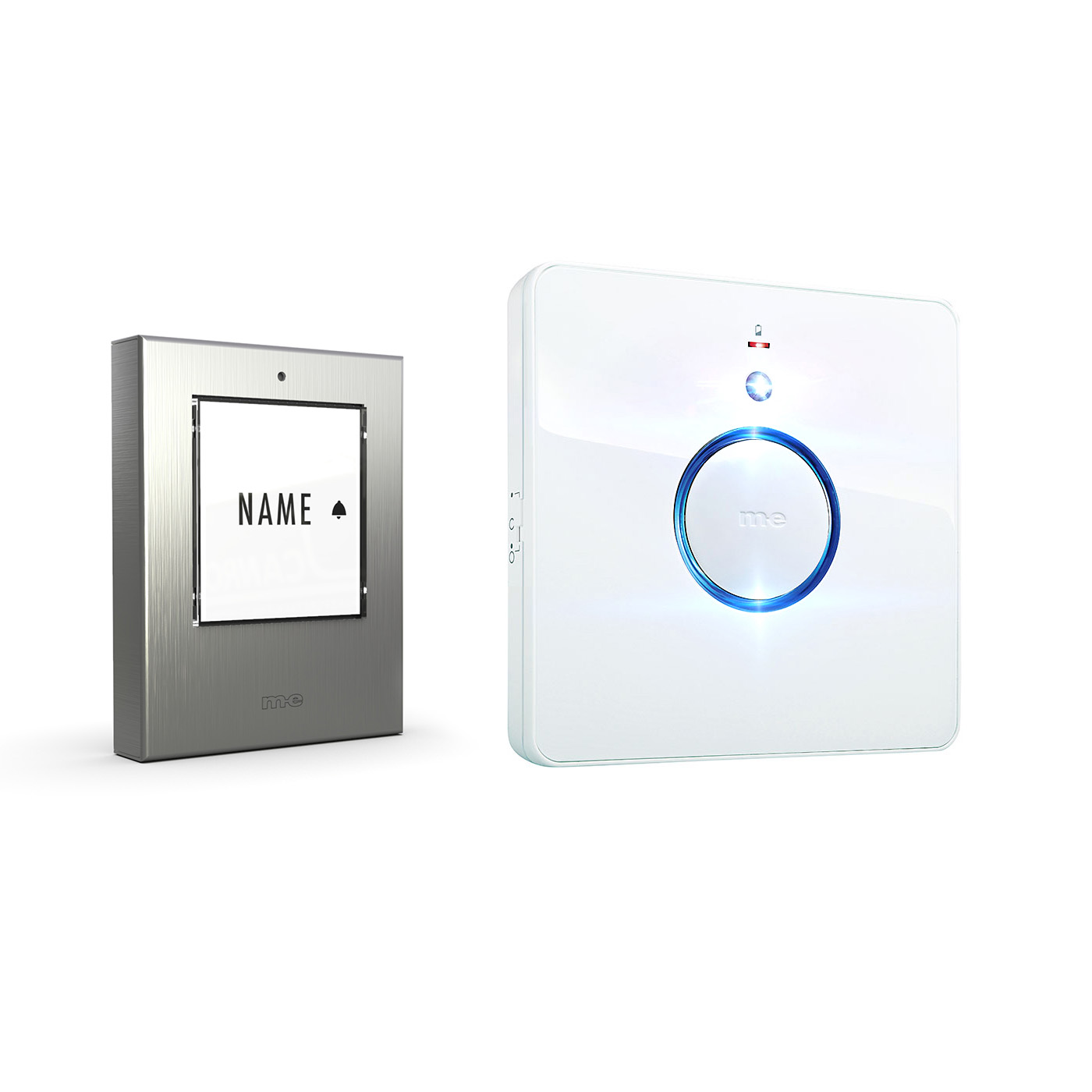 Funk-Türklingel-Set BELL-531-EG – Kabellose Türklingel für 1 Familienhäuser, batteriebetriebene Funkklingel mit Empfänger & Sender in Edelstahl gebürstet.