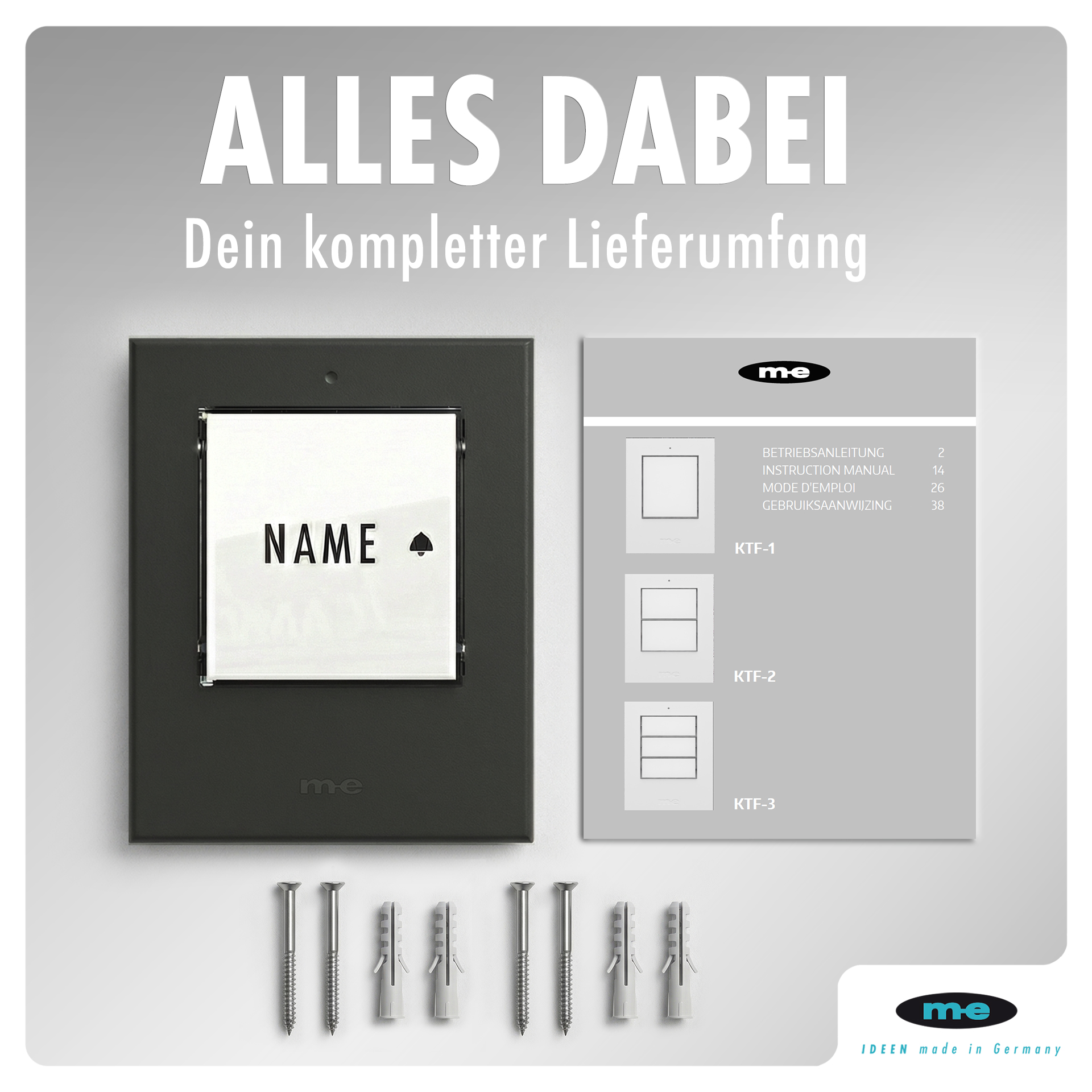 Klingeltaster, beleuchtet 1, 2, 3-Familienh. Kunststoff oder Edelstahl (AP)