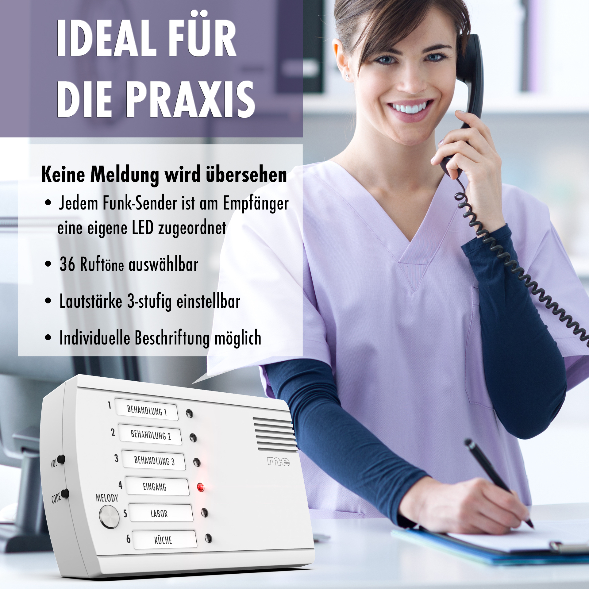 Funk-Rufton-System mit 6 Sendern + 1 Empfangszentrale