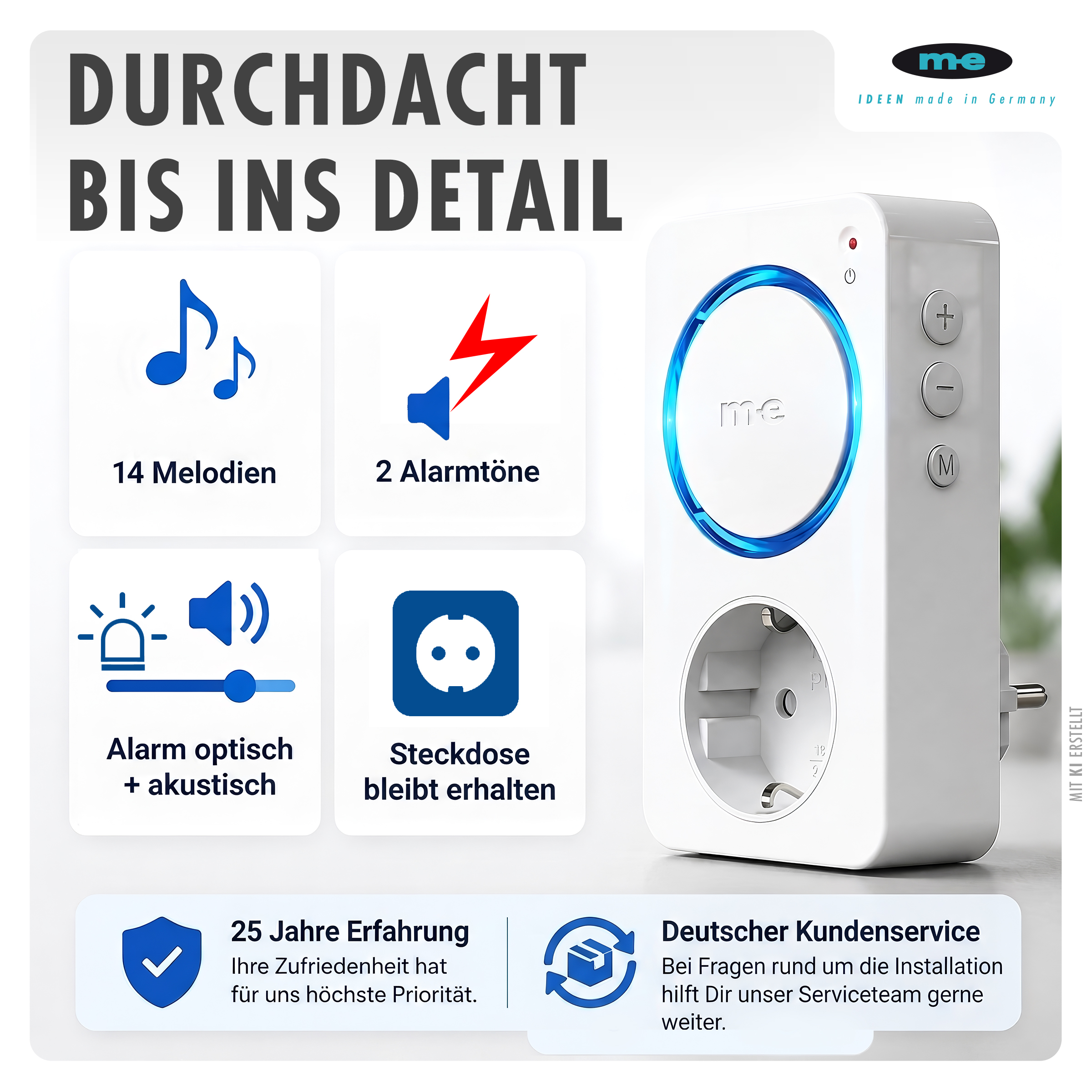 Funk-Empfänger mit Durchstecker und Leuchtring