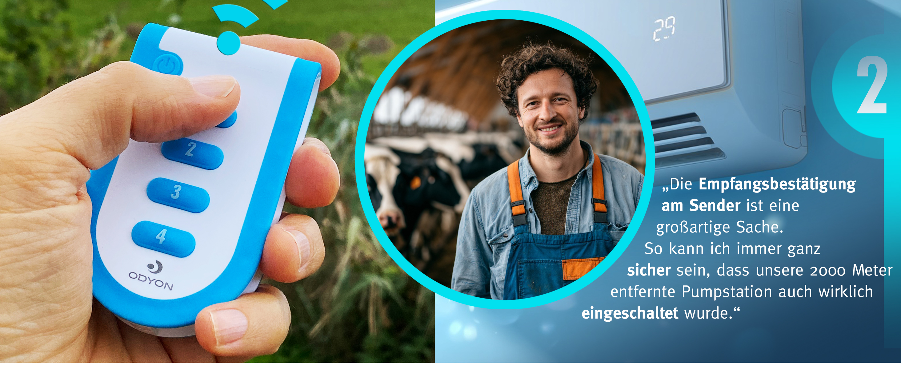 ODYON PRO POWER-SET 2: Wandempfänger 2-Kanal wahlweise 230V oder 24V + Handsender 2-Kanal + Stab-Antenne