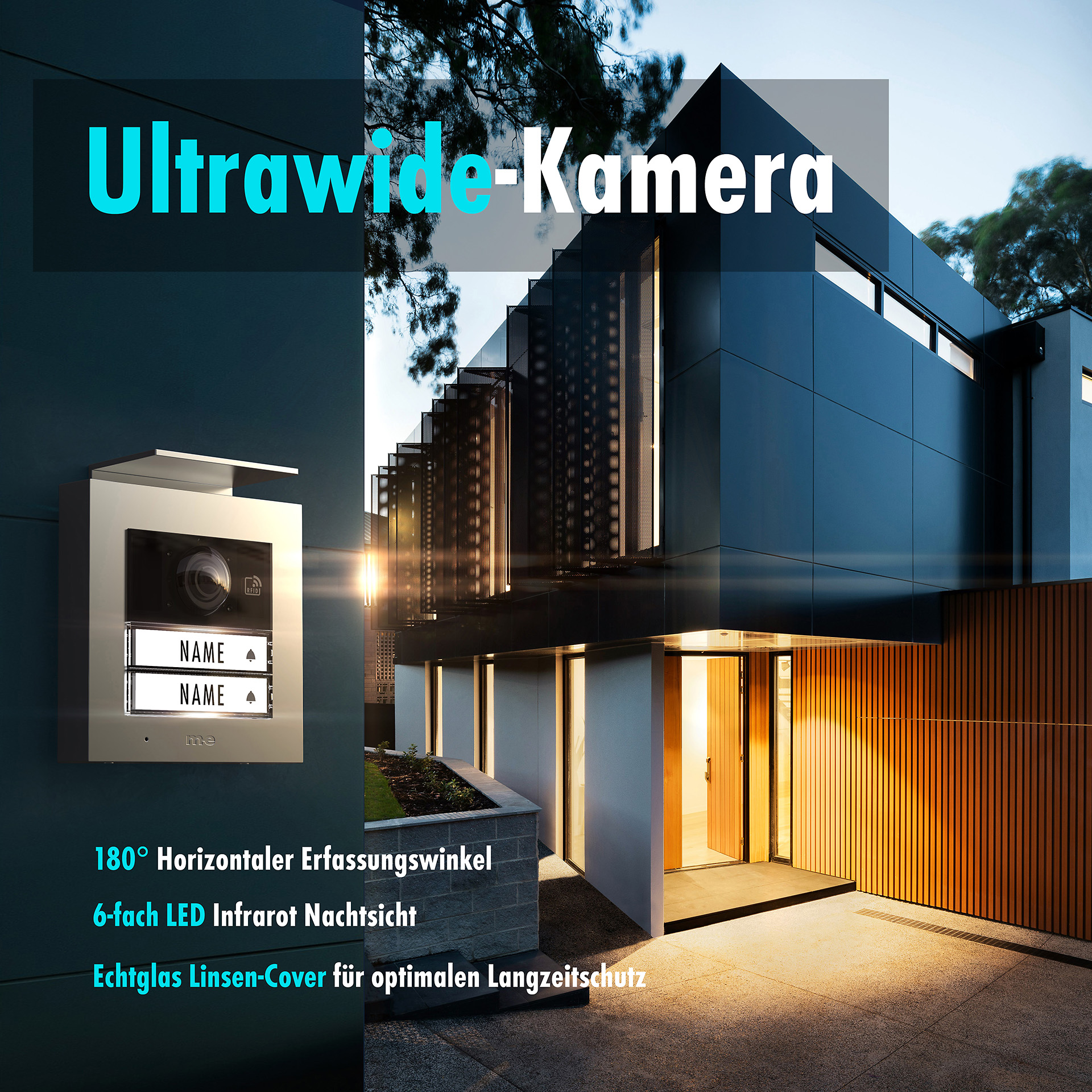 Video Außenstation RFID ALU 1, 2-Familienhaus (AP) Farbe silber, anthrazit oder weiß Video Außenstation RFID ALU 1, 2-Familienhaus (AP) Farbe silber, anthrazit oder weiß