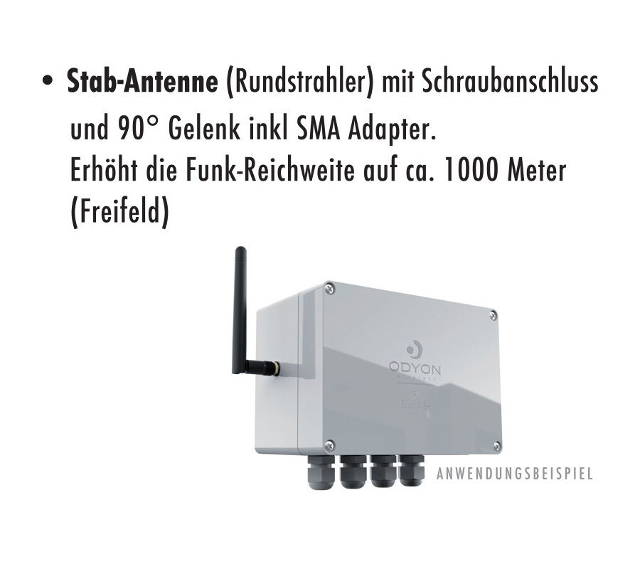 ODYON PRO POWER-SET 4: Wandempfänger 4-Kanal wahlweise 230V oder 24V + Handsender 4-Kanal + Stab-Antenne