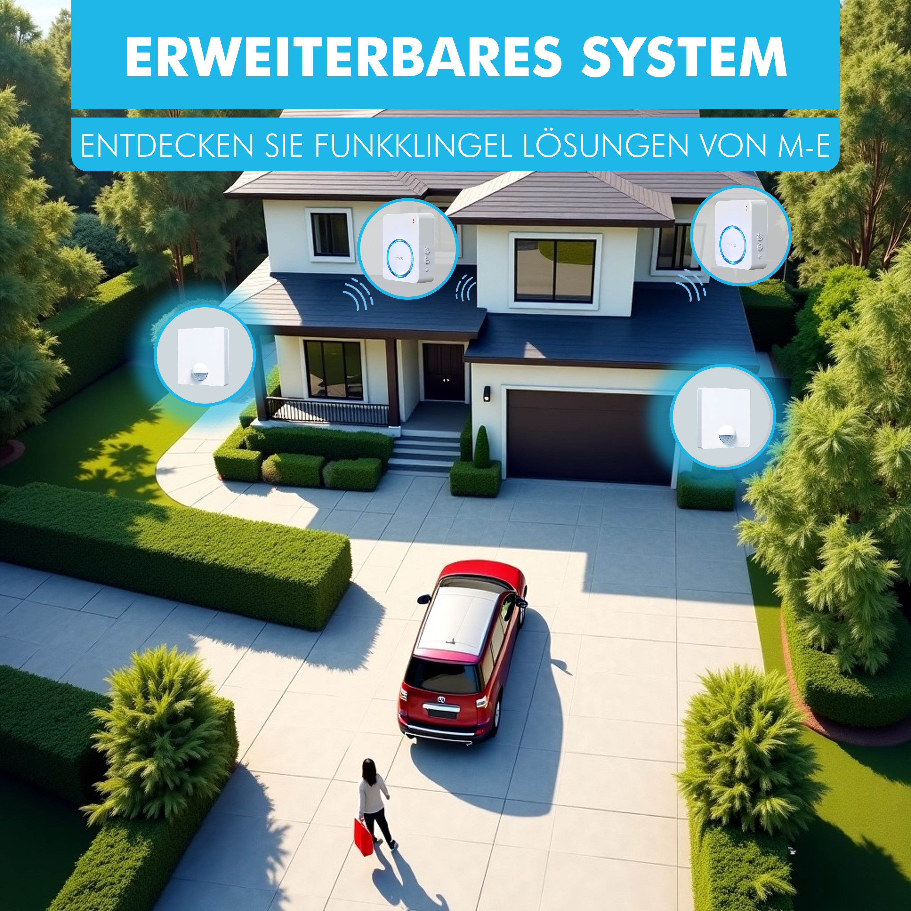 PROMO Funk-Bewegungsmelder SET für den Außenbereich oder Innenbereich mit WIFI Funk-Empfänger für die Steckdose