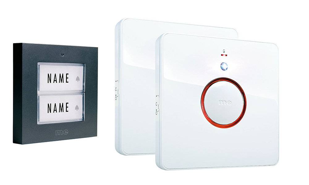 Funk-Türglockenset für 1, 2-Fam.-Haus, Sender in Farbe silber oder anthrazit