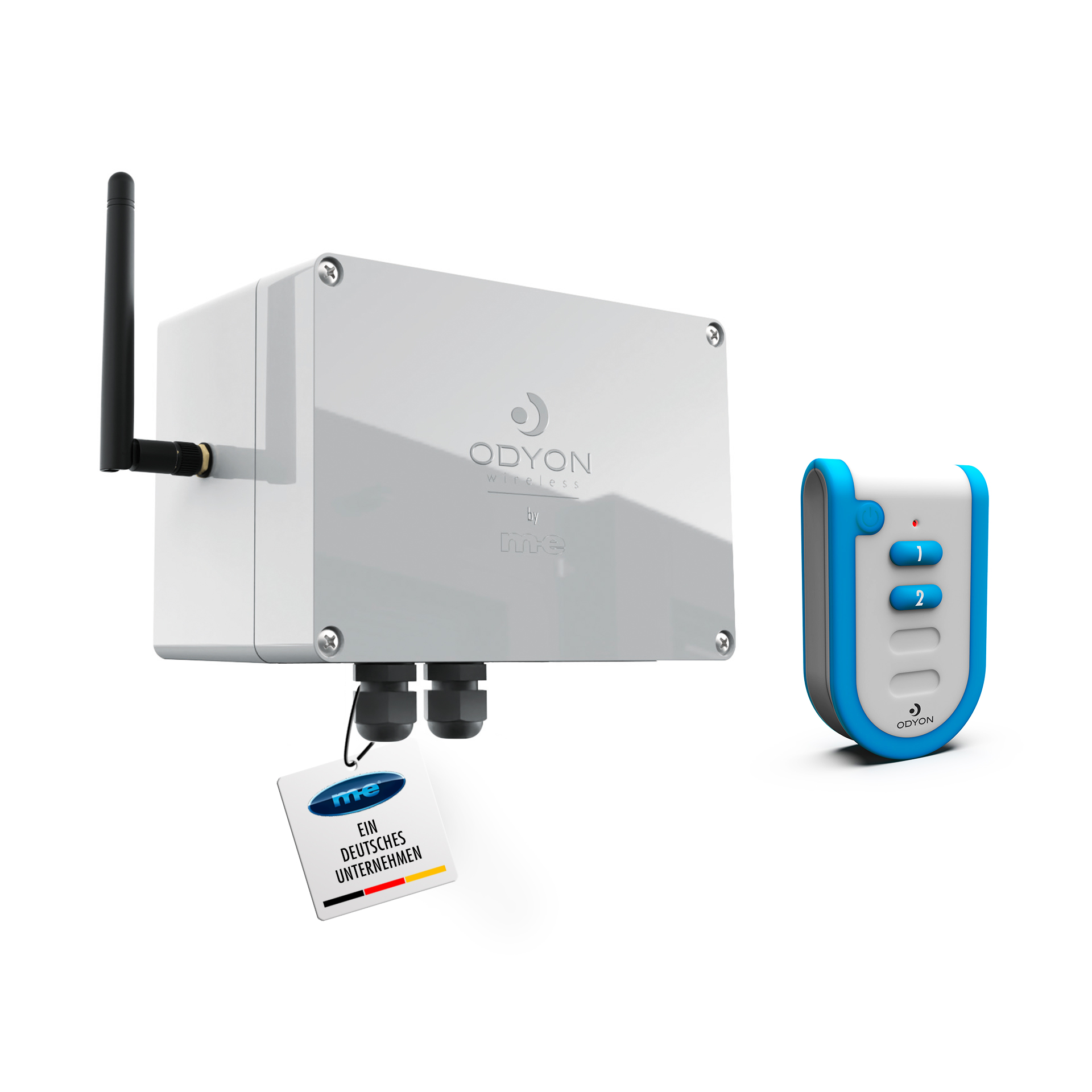 ODYON PRO POWER-SET 2: Wandempfänger 2-Kanal wahlweise 230V oder 24V + Handsender 2-Kanal + Stab-Antenne ODYON PRO POWER-SET 2: Wandempfänger 2-Kanal wahlweise 230V oder 24V + Handsender 2-Kanal + Stab-Antenne