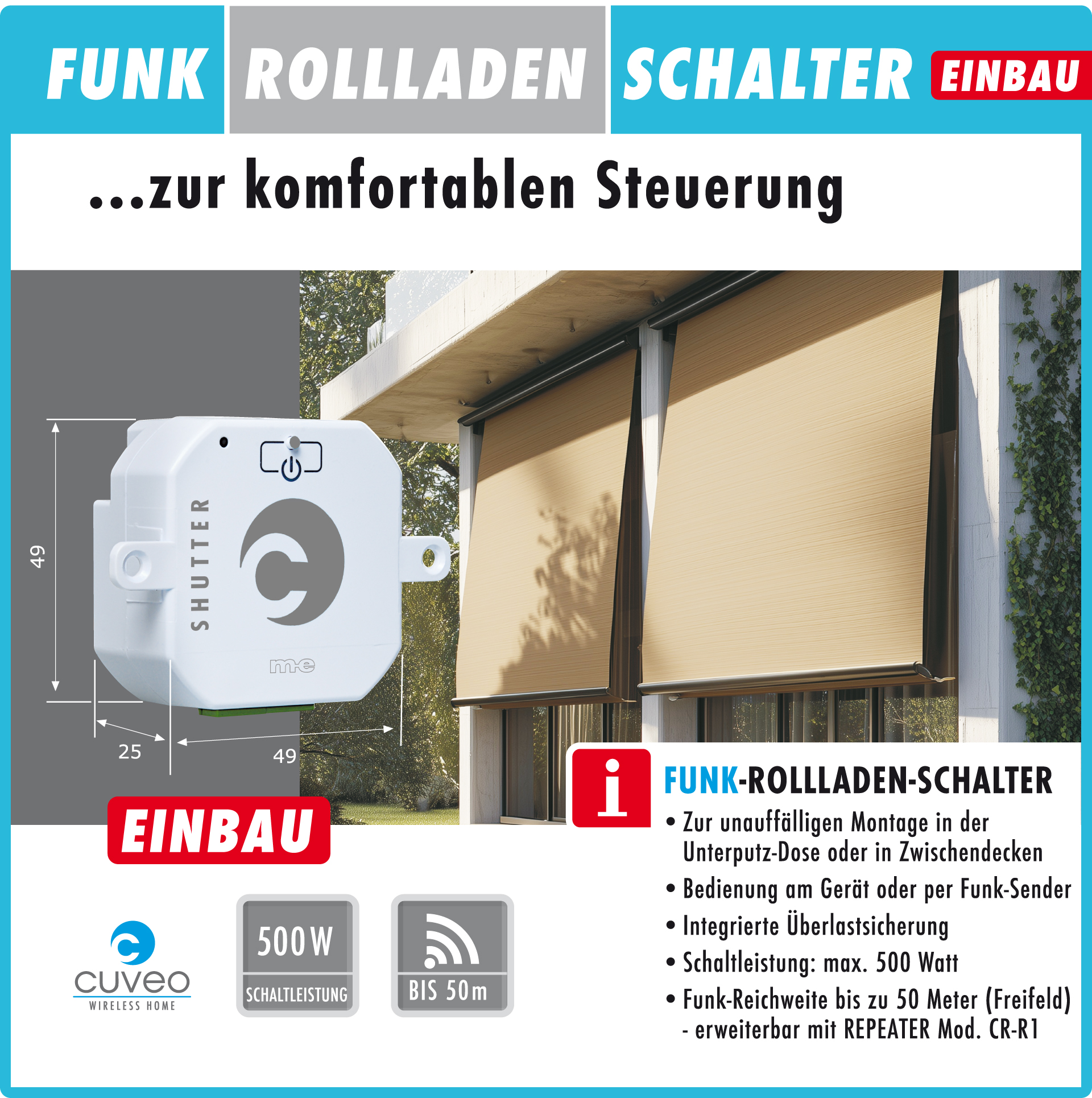 CUVEO Funk-Rollladenschalter