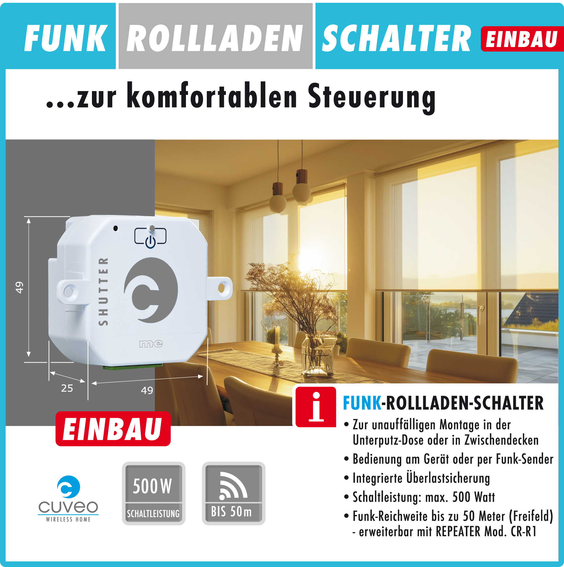 CUVEO Startersets mit Rollladenschalter