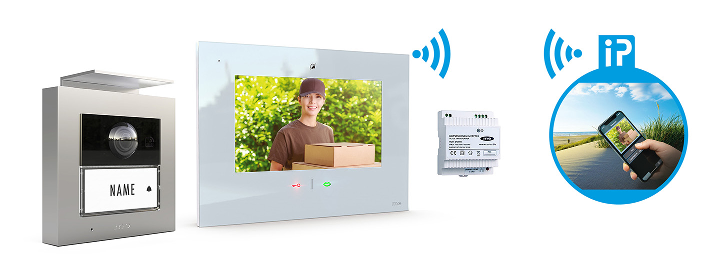 VDV-2010-S-W-PRO-SETS-Handy-Fin1-1440px 1-Fam.-Haus Set RFID, ALU Außenstation Farbe silber, anthrazit oder weiß & IP-Innenstation (App)