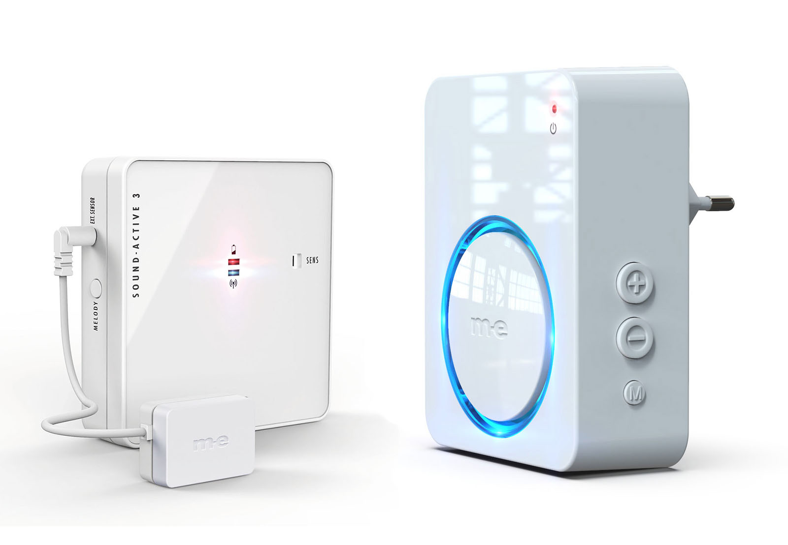 SET: Geräusch-aktiver Funk-Sender MIT externem Mikrofon & Funk-Empfänger mit Netzstecker und Leuchtring SET: Geräusch-aktiver Funk-Sender MIT externem Mikrofon & Funk-Empfänger mit Netzstecker und Leuchtring