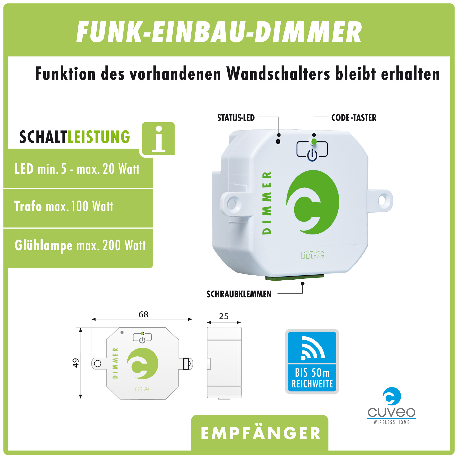 CUVEO Funk-Einbaudimmer