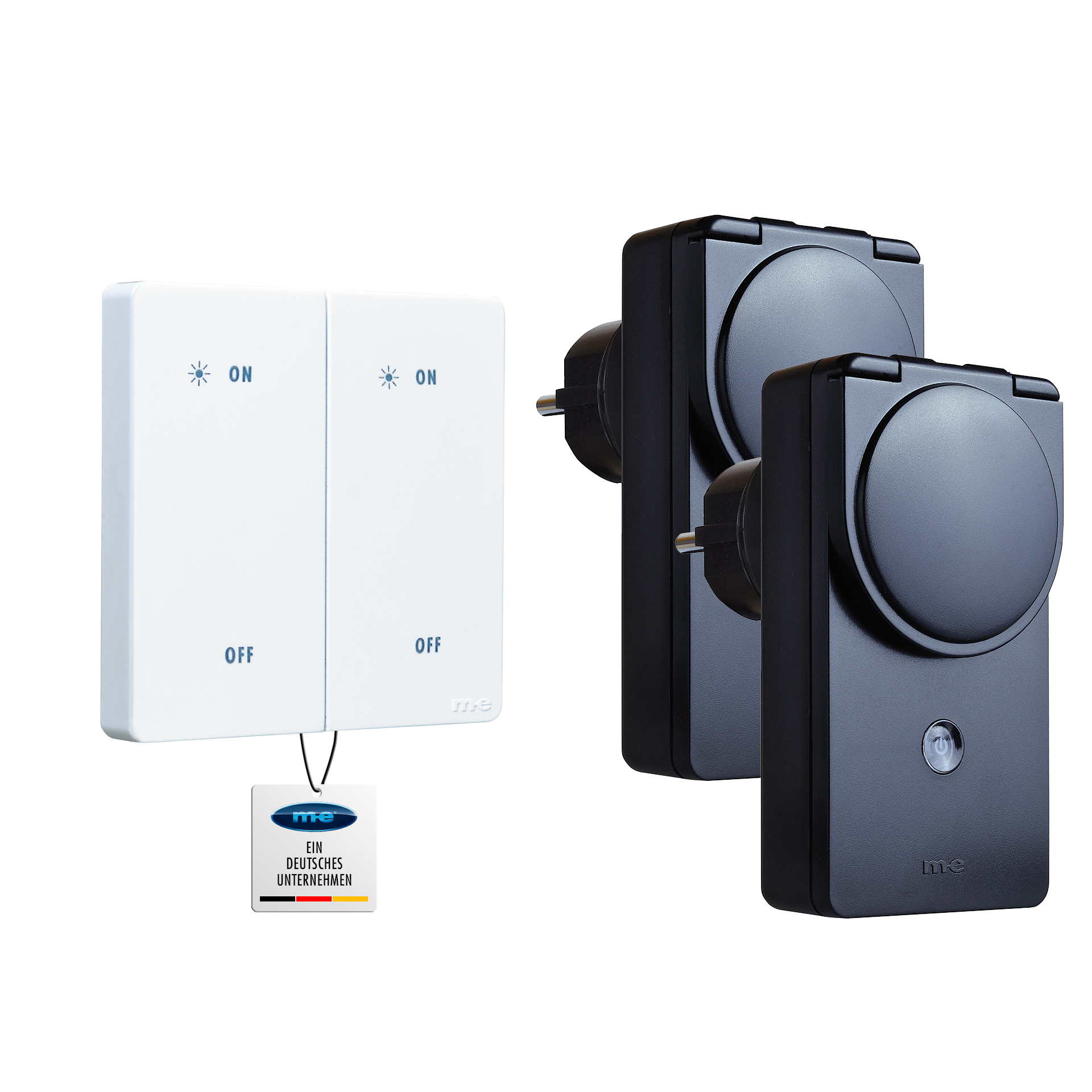 CUVEO Starterset 11, Wandtaster 2-Kanal wahlweise in Farbe schwarz oder weiß mit 2x Aussen-Schalter