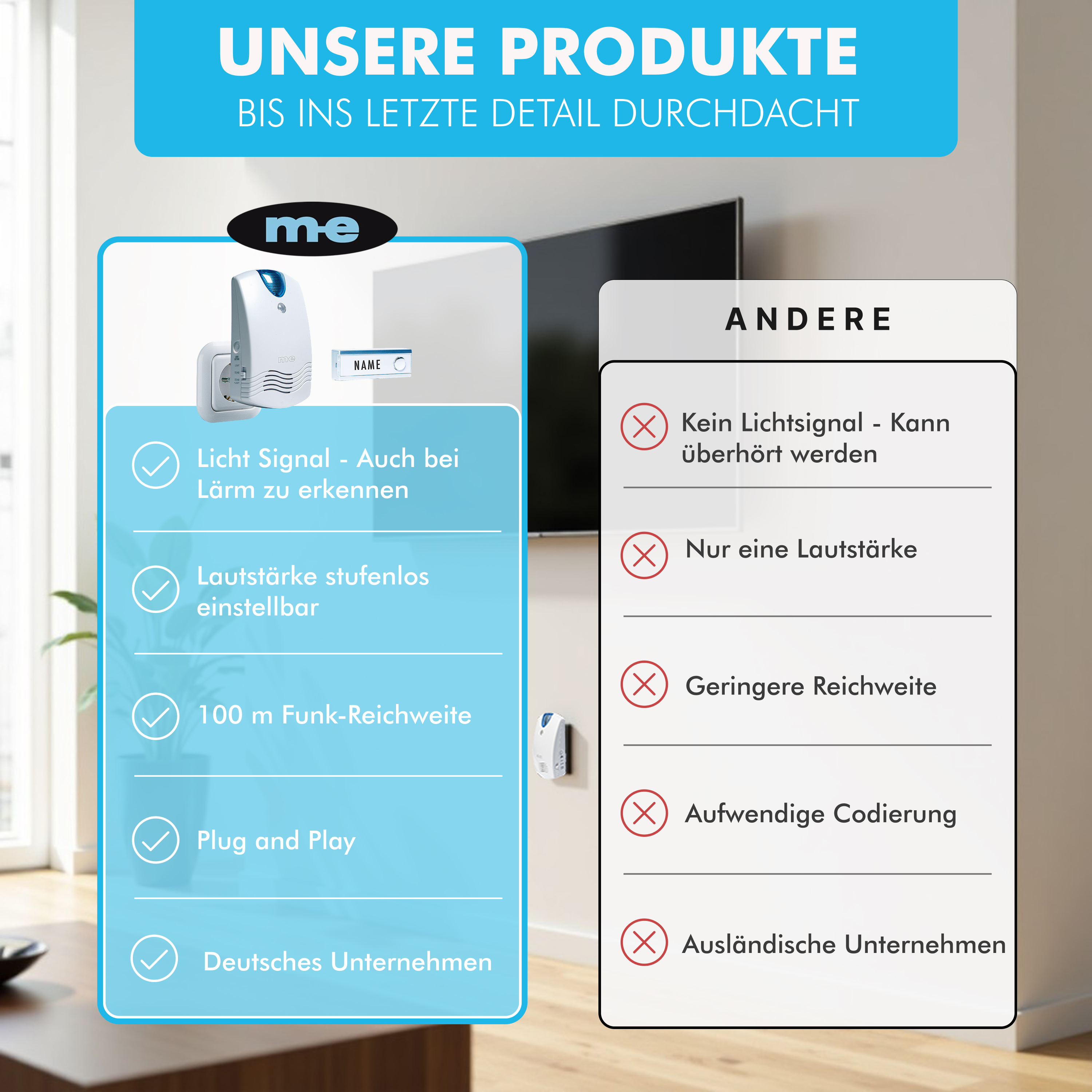 Funk-Gong für Steckdose