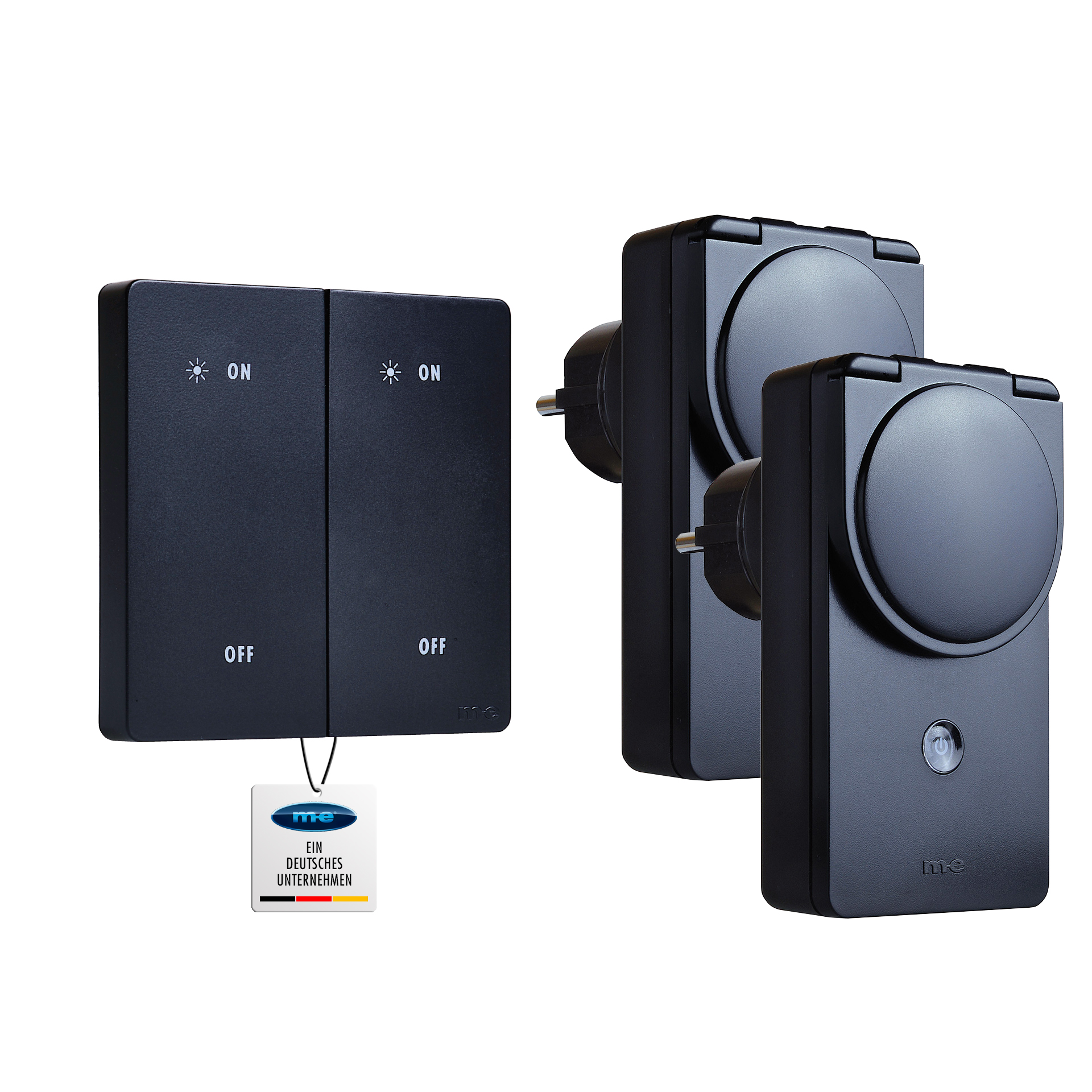 CUVEO Starterset 11, Wandtaster 2-Kanal wahlweise in Farbe schwarz oder weiß mit 2x Aussen-Schalter