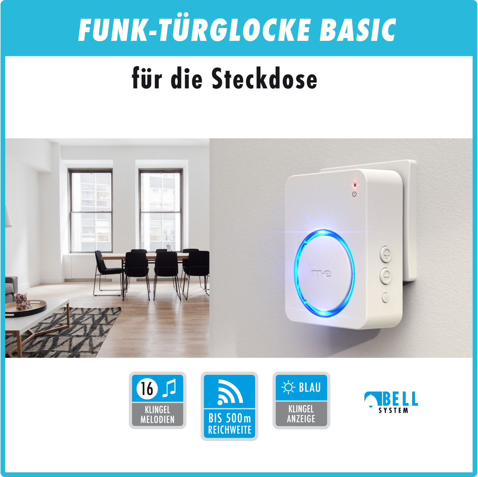 Funk-Empfänger mit Netzstecker und Leuchtring