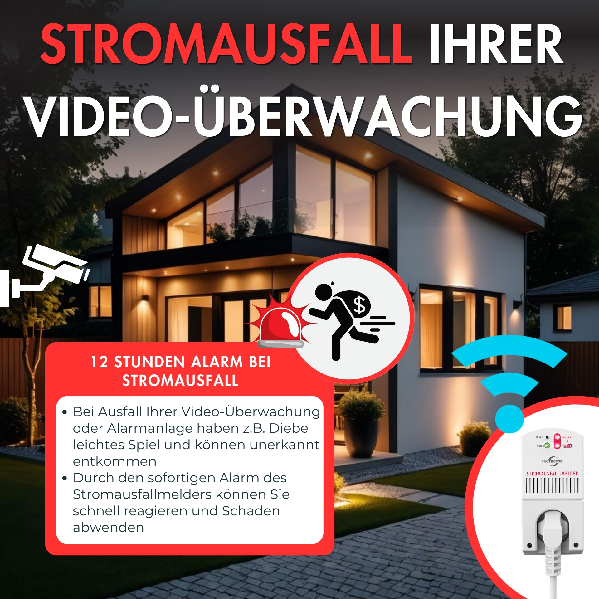 Stromausfall-Melder mit WIFI & Smartphone-App
