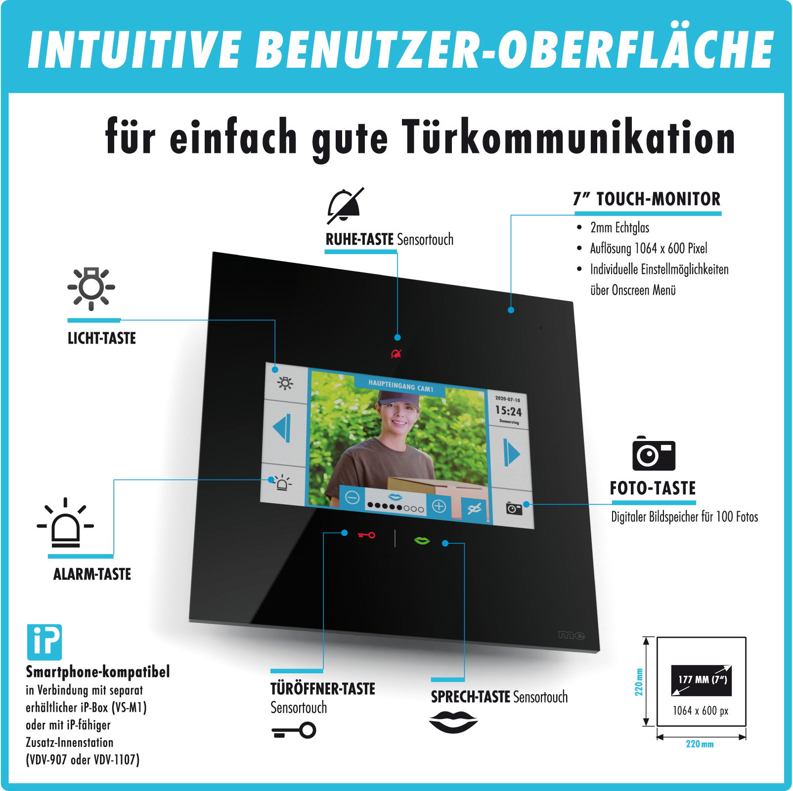 2-Fam.-Haus Set RFID, ALU Außenstation Farbe silber, anthrazit oder weiß & Touch-Innenstation